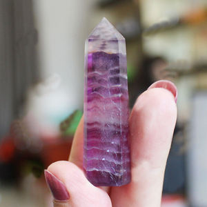 5 صولجان فلوريت موشور كريستال بأوجه نقطة واحدة ، سداسية الشكل لديكور المنزل ، أكياس الحب ، حجر طبيعي فنغ شوي - Product Image 5