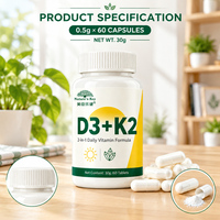 Capsules de Vitamine D3 K2 en Gélules Molles OEM ODM Marque Privée pour la Santé Osseuse, le Soutien Cardiaque et Immunitaire, et l'Absorption du Calcium Naturelle