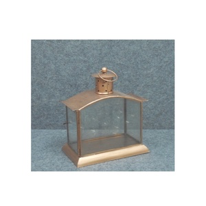 Linterna moderna de metal dorado con portavelas de vidrio para decoración del hogar, linternas colgantes de cristal personalizadas elegantes para bodas - Product Image 2