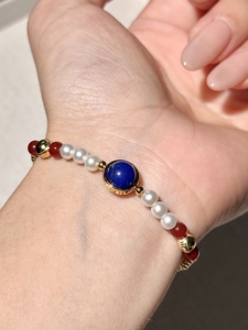 UM Jewelry 925 Sliver Sunset Coast <b>Bracelet</b> Wholesale Natural Freshwater Pearl and <b>Red</b> Agate For Unisex Daily Wear - Product Image 3