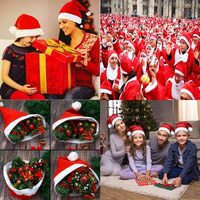 Gorros de Santa Claus para Navidad, Unisex para Adultos, Color Rojo Sólido, Gorros Navideños para Fiestas, Decoración, Regalos