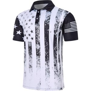 เสื้อโปโลชายลายธงชาติอเมริกัน แห้งเร็ว แขนสั้น สำหรับเล่นกอล์ฟ ลายวันประกาศอิสรภาพ - Product Image 4