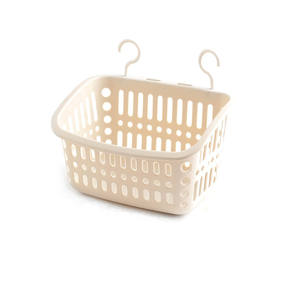 Cesta de almacenamiento montada en la pared, organizador rectangular colgante de plástico para baño, inodoro, pequeño, cuadrado, color gris albaricoque, rectangular grande - Product Image 2