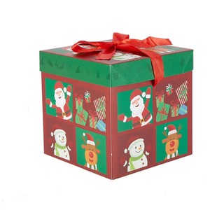 A <b>Christmas</b> gift <b>box</b> with a lid and ribbon, featuring a medium-sized square <b>box</b> that can be customized according to your needs - Product Image 4