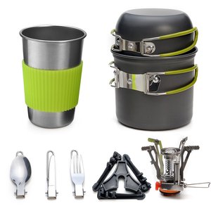 Outdoor Camping Cookware Set 1.2L 0.6L Nonstick Portable <b>Cooking</b> Pot For Hiking Backpacking - Product Image 5
