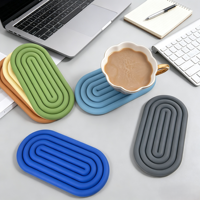 Sous-verre en silicone de qualité alimentaire résistant à la chaleur avec logo personnalisé, antidérapant, pour café, thé, table, OEM ODM