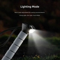 Bâton de randonnée avec support pour téléphone et lampe de poche, bâton de marche réglable en 5 sections, outil de plein air, équipement d'alpinisme