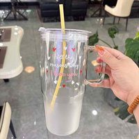 Hadiah natal disesuaikan gelas tumbler dengan pegangan 40oz gelas tumbler