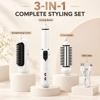 Ensemble de coiffure multifonction à ions négatifs avec fer à boucler USB LED et brosse lissante, compatible camping-car, OEM ODM