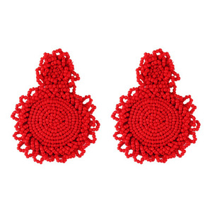 La nueva gran tejido con cuentas pendientes Bohemia estilo resort perlas de color pendientes de la flor estrella accesorios de - Product Image 5