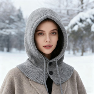 Balaclava en <span class=keywords><strong>tricot</strong></span> à écran de soie, édition large, pour femmes adultes, automne-hiver, coupe-vent, chaud, distinctif et tendance - Product Image 1