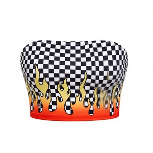 Top Corto Personalizado con Logotipo Frontal Estilo Y2K para Mujer, Sexy, con Estampado de Puntos, sin Tirantes, Gráfico, de una Pieza, Spandex/Poliéster, Secado Rápido, Venta al Por Mayor - Product Image 1
