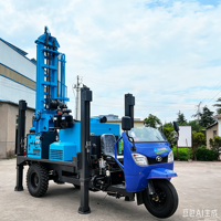 Foreuse de puits d'eau montée sur tricycle, pneumatique, diesel, pour forage de 200 m de profondeur avec pompe