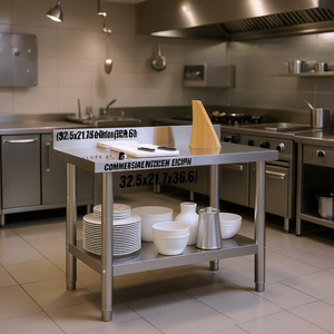 Commercial Kitchen <b>Work</b> <b>Table</b> 32.5x21.7x36.6 Stainless Steel With Backsplash Adjustable Legs - Product Image 2