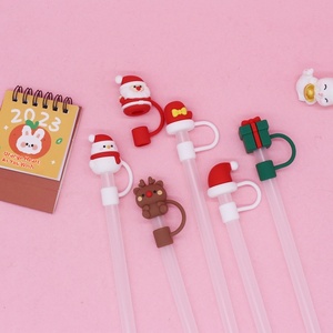 Chapeau de paille de Noël <span class=keywords><strong>personnalisé</strong></span> en silicone 10 mm – Coque amusante de dessin animé pour fête, décorative, anti-poussière, transfrontalière - Product Image 4