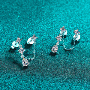 Pendientes <span class=keywords><strong>de</strong></span> Plata S925 con Moissanita y Borla, Pendientes Personalizados <span class=keywords><strong>de</strong></span> Doble Aro para Mujer, Regalos <span class=keywords><strong>de</strong></span> Joyería para Bodas - Product Image 3