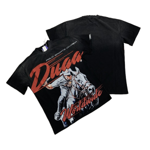 Camiseta de Hombre de Manga Corta de Alta Calidad, Estilo Vintage, Lavada al Ácido, con Patrón de Personajes, Tejido de Algodón Grueso, Marca DUAA, Personalizada con Diamantes - Product Image 1