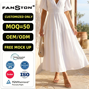 Nouvelle Arrivée 2026 – Robe de Vacances de Luxe pour Femme, Col en V Profond et Manches Bouffantes, Vêtements de Créateur pour l'UE et les États-Unis, Vente en Gros - Product Image 1