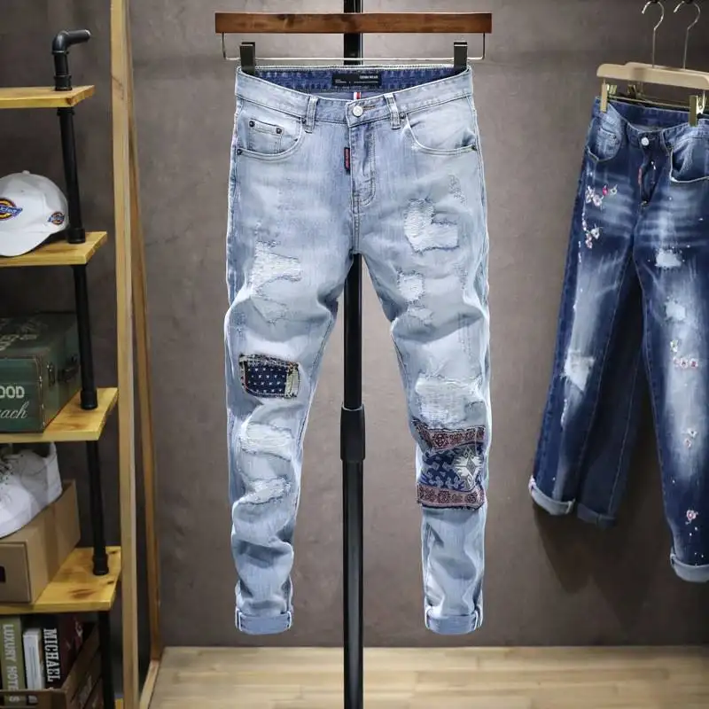Nuova moda jeans pantaloni all'ingrosso logo personalizzato slim fit jeans de cintura alta moto damen jeans
