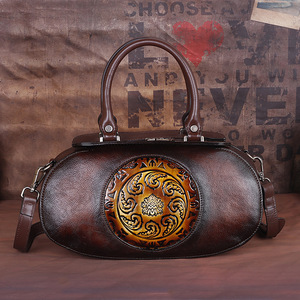 Ando Bag Genuine Cowhide Leather <b>Handbag</b> for Women Vintage Embossed Top Handle Crossbody Purse - Product Image 2