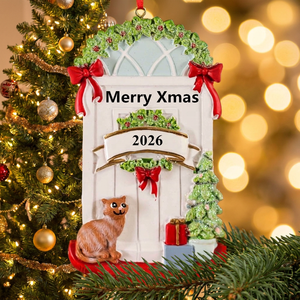 Ornement <span class=keywords><strong>de</strong></span> Noël en résine pour porte d'entrée avec couronne florale, ornement <span class=keywords><strong>de</strong></span> Noël suspendu personnalisé pour Noël 2026, cadeau personnalisé - Product Image 2