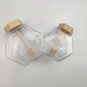 Tarro de vidrio hexagonal transparente vacío de 100ml, 180ml, 280ml, 380ml para miel, pudín, encurtidos, mermelada, con tapa metálica - Product Image 3