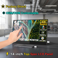 Monitor LCD Portátil de 14 Pulgadas con Pantalla Táctil 4K IPS, DCI-P3 100%, Soporte Plegable, Pantalla Dual Extensible para Laptop