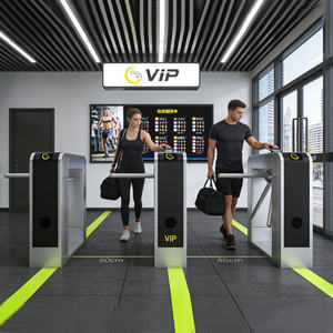 بوابة دوارة ثلاثية الأرجل أوتوماتيكية للتحكم في الدخول مع قارئ بطاقات IC، مصنوعة من الفولاذ المقاوم للصدأ بتصنيف IP66، مضادة للدخول المتسلسل، مناسبة للصالات الرياضية - Product Image 1