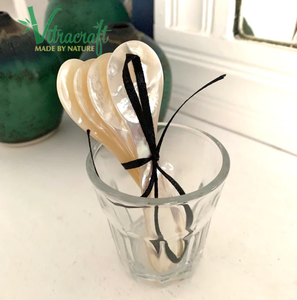 100% เวียดนามผลิตภัณฑ์ที่ทำด้วยมือคลาสสิกคาเวียร์ช้อนสีเหลืองแม่ของมุกช้อนทำให้โต๊ะรับประทานอาหารหรูหราขนาด9เซนติเมตร - Product Image 4