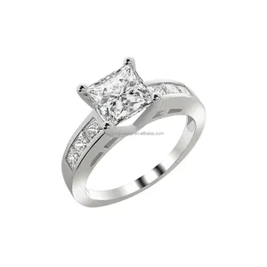 Produk Baru Cincin Emas Putih 14K Padat dengan Cincin Pasangan Moissanite Kustom 9K 18K Cincin Pernikahan Emas Asli Perhiasan Wanita Pria