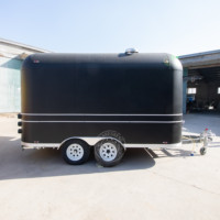 Remorque de camping noire, camion de nourriture de rue mobile, chariot en acier inoxydable pour café