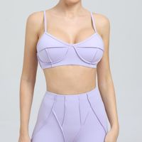 Soutien-gorge de sport personnalisé pour femme à fines bretelles et col en V, avec coutures discrètes, style crop top pour le yoga, la gym et l'entraînement, avec soutien, marque privée