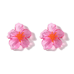 Pendientes de Moda con Diseño de Flor Colorida en Acrílico Transparente y Resina Plástica, Estilo Moderno - Product Image 5