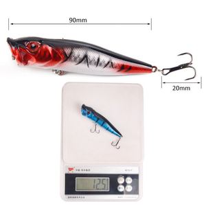 เหยื่อปลอมแบบ Popper ขนาด 9 ซม. น้ำหนัก 12.5 กรัม สำหรับตกปลาแบบ Shallow Swimbait และ Crankbait ตา 3 มิติ เหยื่อแข็งสำหรับตกปลา ปลากระพง ปลาทะเล - Product Image 4