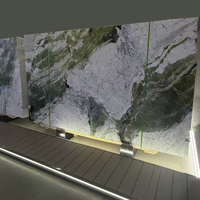 Мраморная плита Glacier Green - зеленый и белый натуральный мрамор с серыми прожилками для столешниц, стен и пола, полированная большая плита
