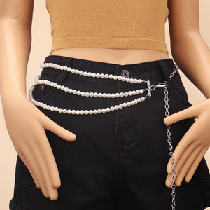 สายโซ่ไข่มุกแฟชั่นคาดเอวหลายชั้นไข่มุกเทียมสวมใส่ทุกวันสายโซ่ - Product Image 5