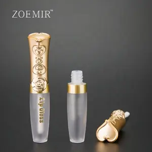 Kroonpatroon Make-Up Private Label Lipgloss Verpakkingsbuis Voor Prinses Goud Cosmetische Lippenstift Plastic Hot Stamping Schroef Zm04760