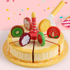 Nouveau en bois semblant jouet enfants <span class=keywords><strong>cuisine</strong></span> jouet gâteau aux fruits <span class=keywords><strong>d</strong></span>ébut jouet éducatif drôle en bois coupe gâteau <span class=keywords><strong>jeu</strong></span> - Product Image 1