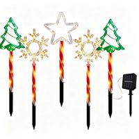 Lampes solaires LED cinq-en-un pour Noël, décoratives, étanches, en forme de pentagramme et de flocon de neige, pour l'aménagement paysager extérieur