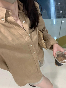 RL Ralph Mark <span class=keywords><strong>camicia</strong></span> primavera e autunno <span class=keywords><strong>lino</strong></span> <span class=keywords><strong>donna</strong></span> formato Sweep coppia ricamo manica lunga da uomo Pro - Product Image 4