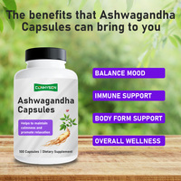 Ashwagandha Wortelpoeder Extract Capsules met Zwarte Peper voor Kalmerende Ontspanning, Stemmingsbalans en Immuunwelzijn