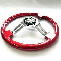 Volant de course Deluxon Drift Rally, diamètre 350 mm, déport 70 mm, rayons en alliage d'aluminium chromé, 3 roues rouges en ABS, 1,4 kg, pour voitures de course et rallyes