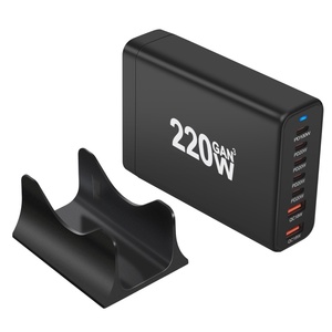 Caricatore ad Alta Potenza 220W GaN con 5 Porte, 2 Porte USB-<span class=keywords><strong>A</strong></span> e 1 Porta Type-<span class=keywords><strong>C</strong></span>, Ricarica Rapida Universale da Scrivania per Laptop e iPhone 17 16 - Product Image 3