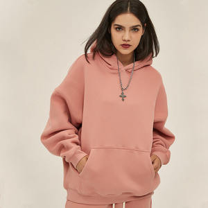 All'ingrosso <span class=keywords><strong>felpa</strong></span> Oversize in <span class=keywords><strong>pile</strong></span> caldo con cappuccio logo personalizzato con cappuccio da donna in bianco felpe da donna semplici in bianco di lusso con cappuccio produttori - Product Image 3