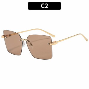 Gafas de <span class=keywords><strong>Sol</strong></span> Cuadradas Extra Grandes con Marco de Aleación XA100, Gafas de <span class=keywords><strong>Sol</strong></span> de Diseño Retro sin Montura para Mujer, con Logotipo Personalizado, Protección UV400 - Product Image 4