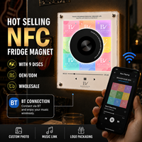 Juego de Imanes para Refrigerador con NFC y Disco de Vinilo Versión BRAVION BT, Luz Nocturna LED Personalizada, Imán para Refrigerador con Disco Giratorio, Reproductor de Música CD
