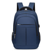 Sac à dos étanche élégant avec logo personnalisé, sac à dos simple pour étudiants, sac à dos décontracté en Oxford pour ordinateur portable avec port de charge USB