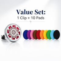 Diffuseur Arôme Voiture Luxe Alliage Zinc Clip Ventilation avec 10 Tampons Rechargeables Colorés Cadeau Premium Top Chic
