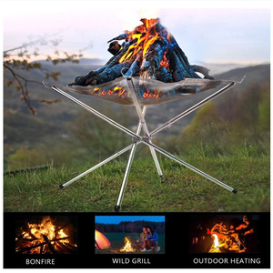 Stainless Steel Fire Stand Portable Folding Charcoal Grill Outdoor Camping Stove Freestanding Separable Design - Product Image 3