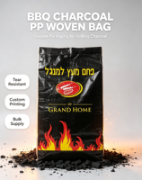 Sac en polypropylène tissé personnalisé pour charbon de bois, idéal pour briquettes de barbecue, sac d'emballage imprimé en polypropylène, vente en gros